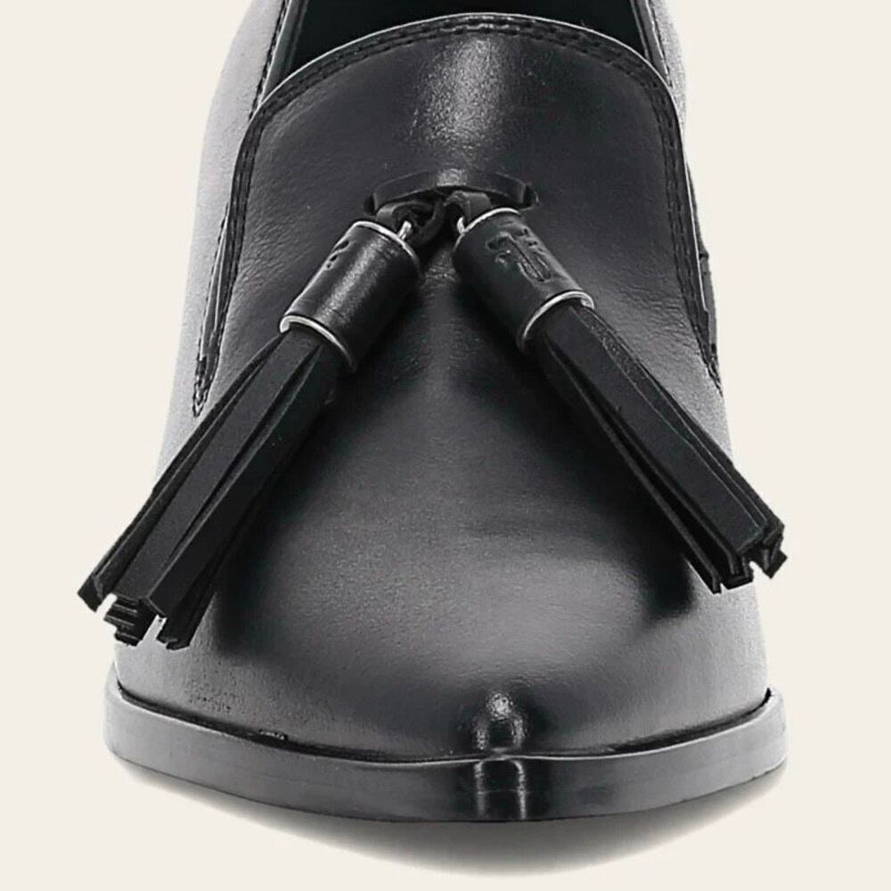 NWT  Frye Suede Leather Sadie Venetian Tassel Block Heel Loafers Black Size 11M - Picture 5 of 8
